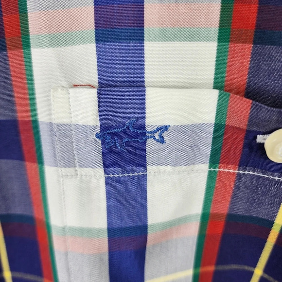 Paul & Shark Yachting Plaid Short Sleeve Button Front Shirt White Blue Size 41 - Picture 5 of 12